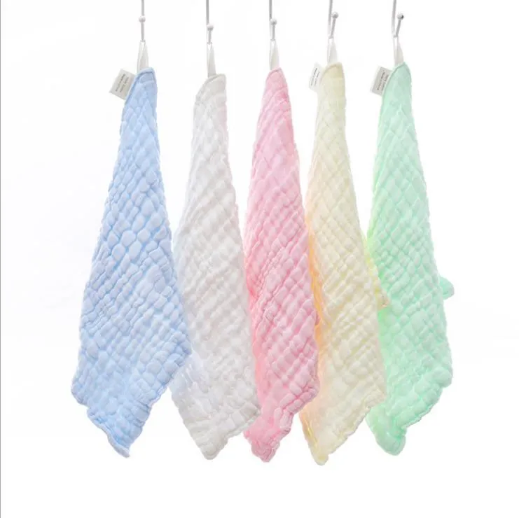 Baby Towels 6 Layers Cotton Gauze Rags Muslin Baby Nursing Towel Infant Face Towel Handkerchief Wipe Cloth 5 Colors DW5598