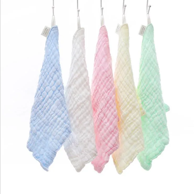 Serviettes de bébé 6 couches coton gaze chiffons mousseline bébé serviette d'allaitement infantile visage serviette mouchoir essuyer tissu 5 couleurs DW5598