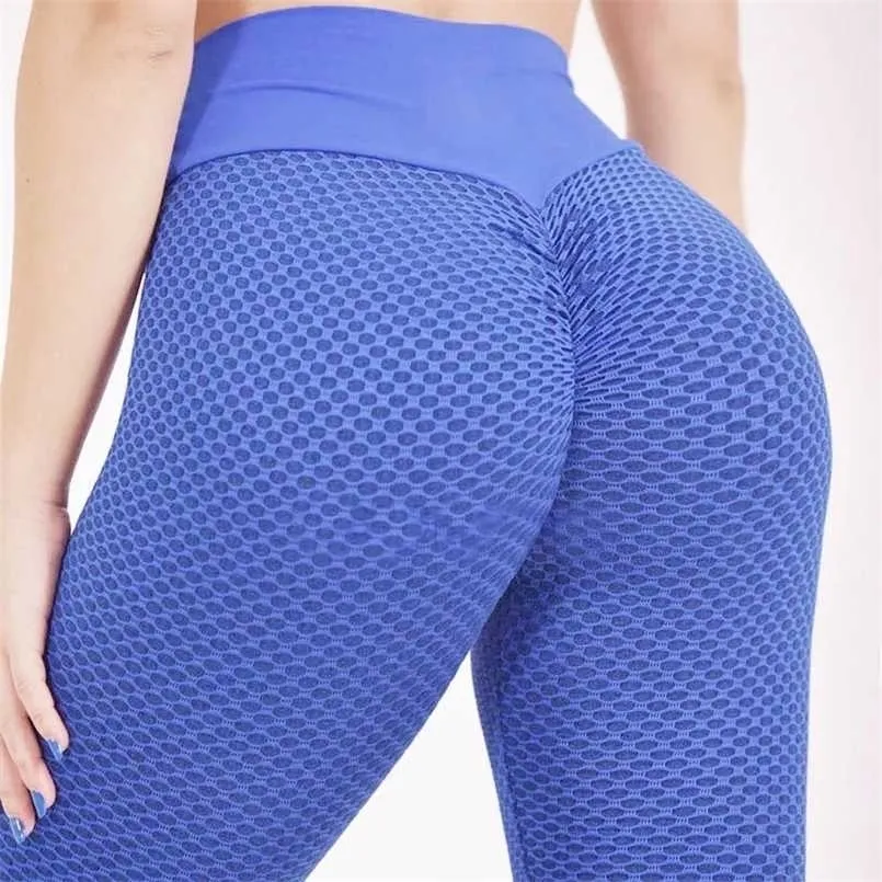 Kvinnor hög midja leggings ingen se genom tjock fitness legging butt lyft sömlösa leginer träning träning gym scrunch booty push up byxor 211216