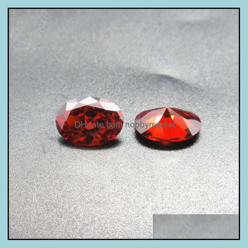 Garnet Red Color Stone 8 Sizes 2*3mm-4*6mm Oval Machine Cut Cubic Zirconia Synthetic Loose Gemstone Beads For Jewelry Making