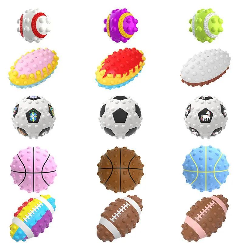 Fidget Speelgoed Duw Bubble Rugby Voetbal Basketbal Honkbal 3D Decompressie Bal Grip Balls Vent Decompressions Educatief Speelgoed Siliconen Vinger Bubble