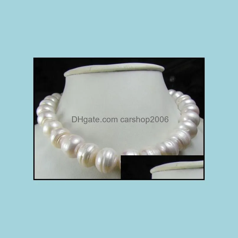 11-13mm Beaded Necklaces South Sea White Baroque Pearl Necklace 18 Inch 14K Gold Clasp