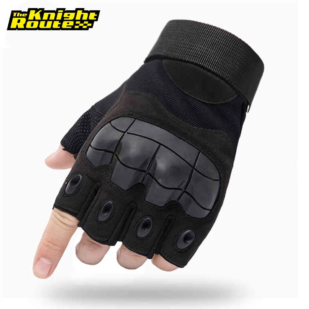 Zwarte Zomer Motorfiets Militaire Tactische Vingerloze Motocross Motorbike Moto Riding Biker Halve Vinger Handschoenen