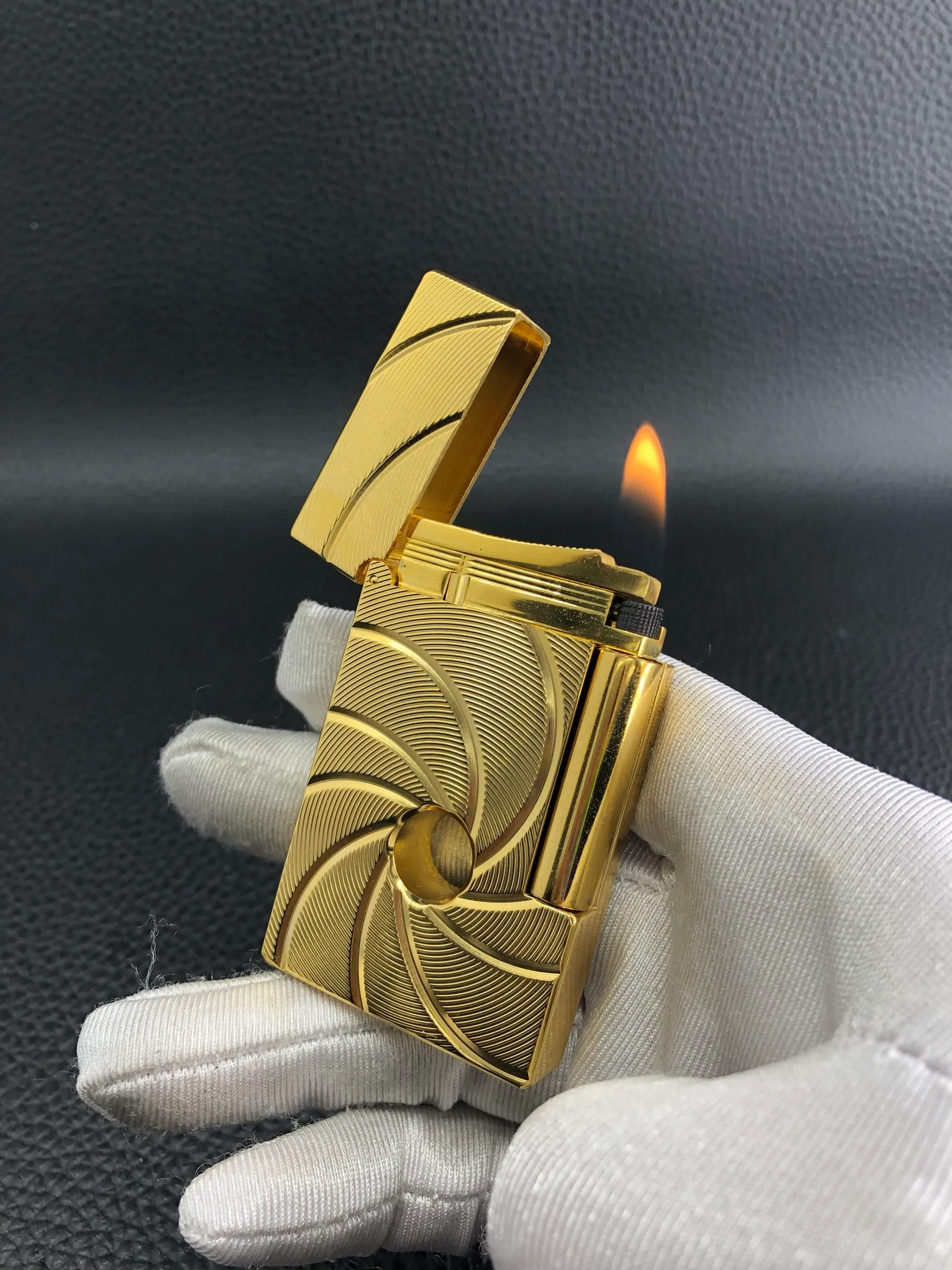 Pure Copper Metal Flame Style Cigarette Lighter in Black Light Yellow Color  from Dhgate Lighters