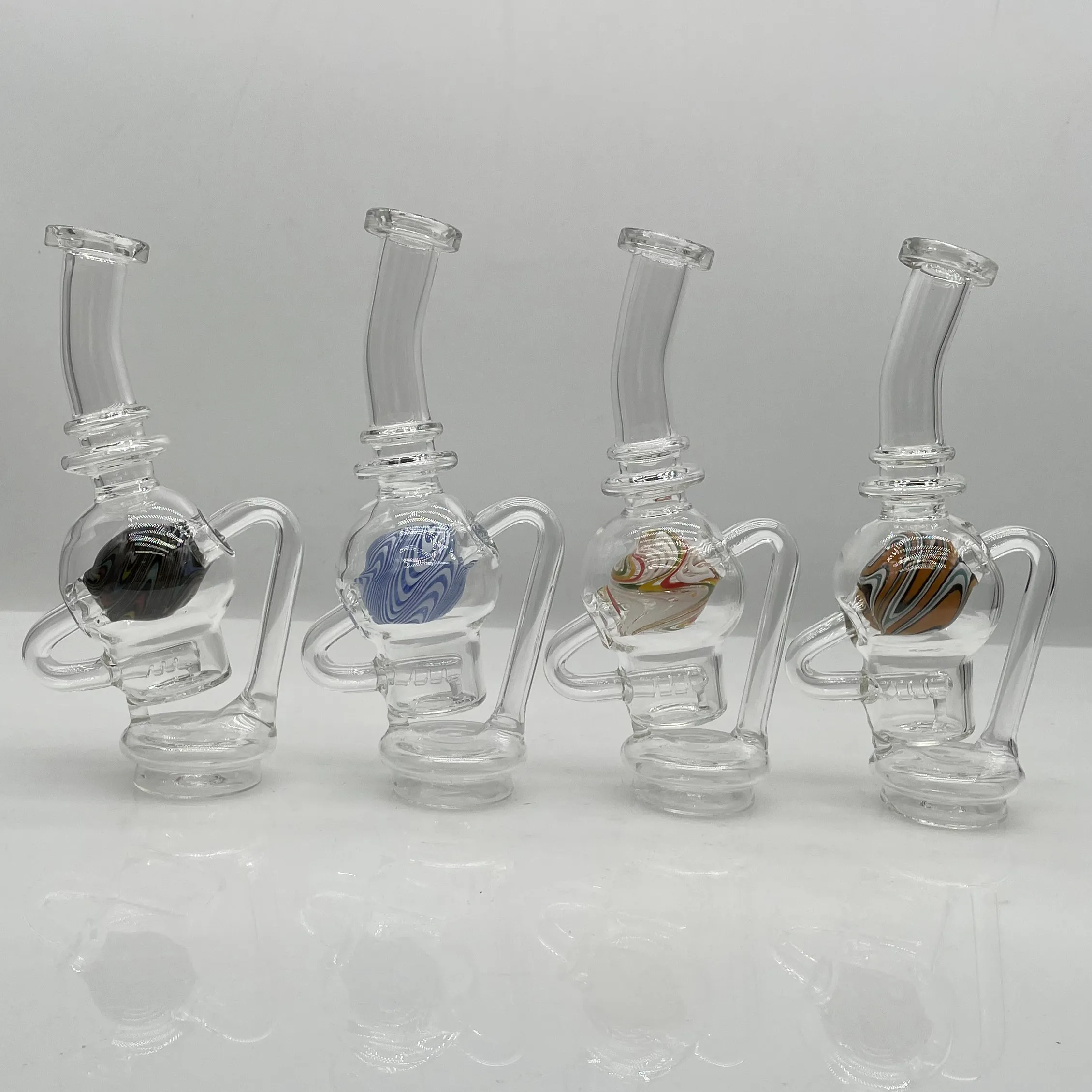 7.5Inch Colorful Ball Glass Bong Accessories Recycler Dab Rig Smoking Pipe Accessory Hookahs Accessory Global delivery