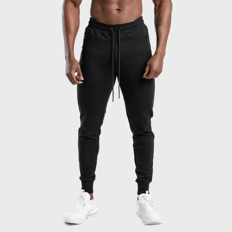 Calças masculinas algodão jogger outono calças sólidas correndo preto treino241r