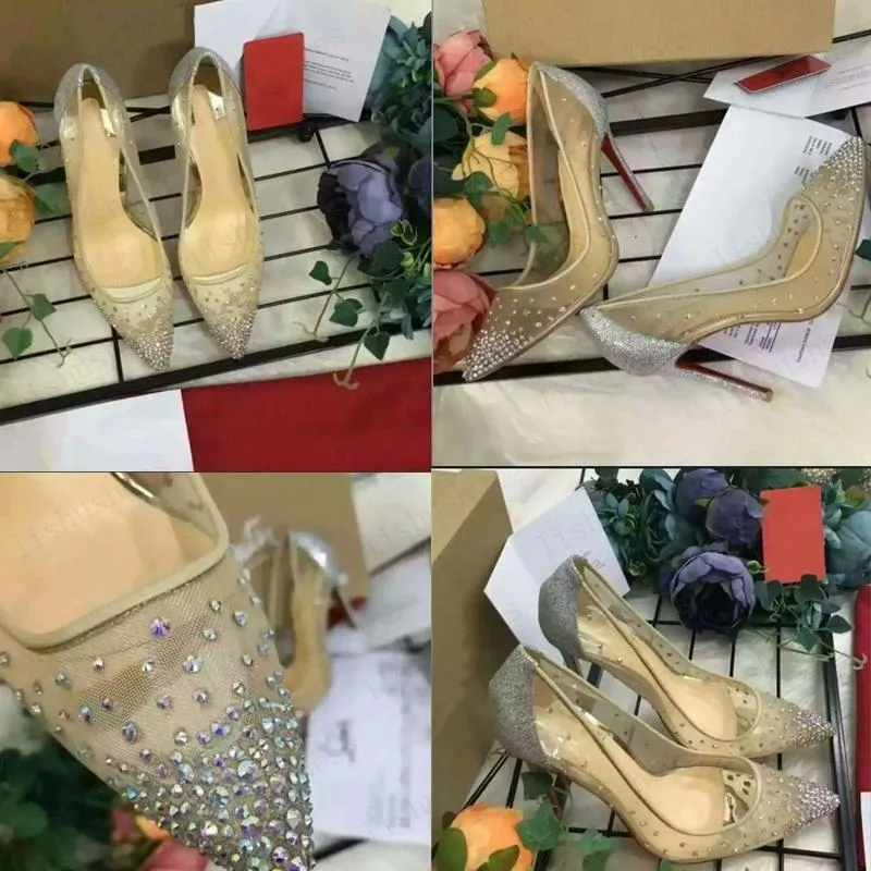 selling Fashion women shoes bridesmaid shoes transparent mesh women high heels diamond studded stickers  sexy party wedding shoes