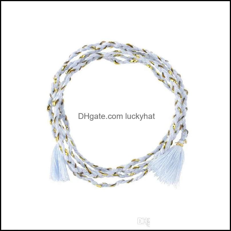 Retro Women Bracelets Pattern Airplane Chain Braided Blue Rope Fringe Round Heart Gold Bracelet Set Simple Birthday Gift