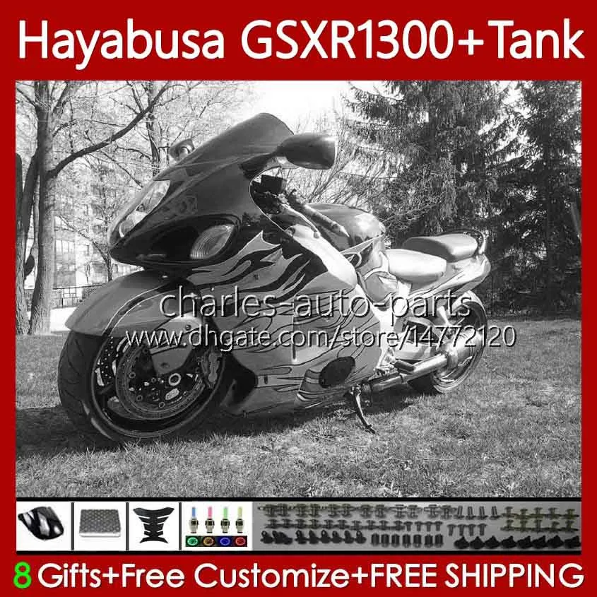 Fairings för Suzuki GSXR-1300 GSXR 1300 CC GSXR1300 Hayabusa 96 1996 1997 1998 1999 2000 2001 74NO.217 GSX-R1300 1300CC 02 03 04 05 06 07 GSX R1300 96-07 Kroppsgråa flammor