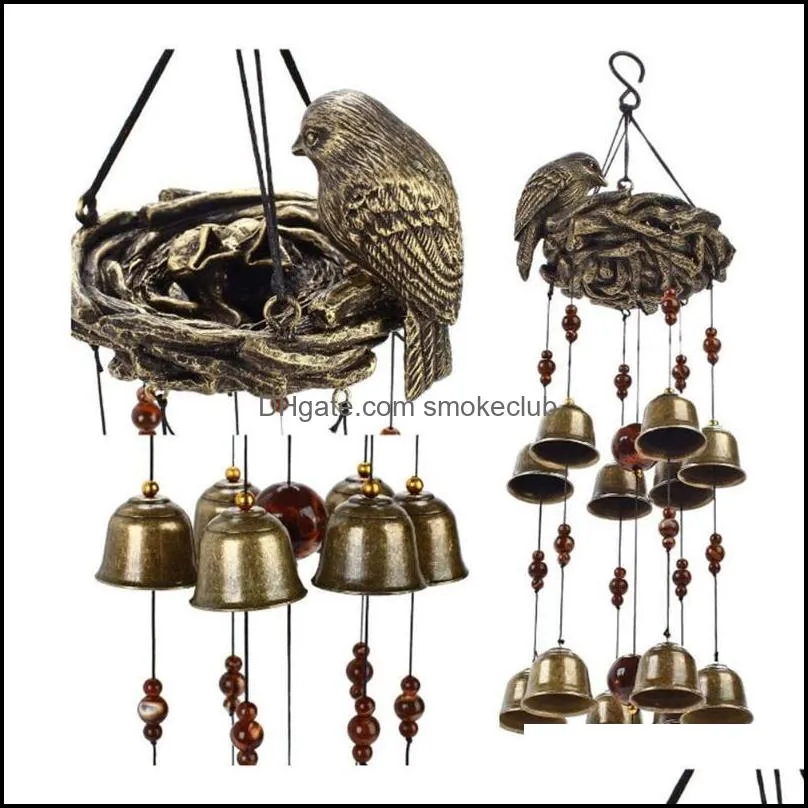 Decorative Objects & Figurines Gift Copper Tubes Home Decor Bronze Window Metal Wind Bell Garden Hanging Ornaments 12pcs Bells Chimes