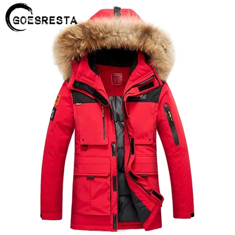 Col De Fourrure Veste Hommes Épaissir Chaud Imperméable À L'hiver Parkas Hommes À Capuche Zipper Mode Casual Caots Plusieurs Poches Hommes Vestes 211104