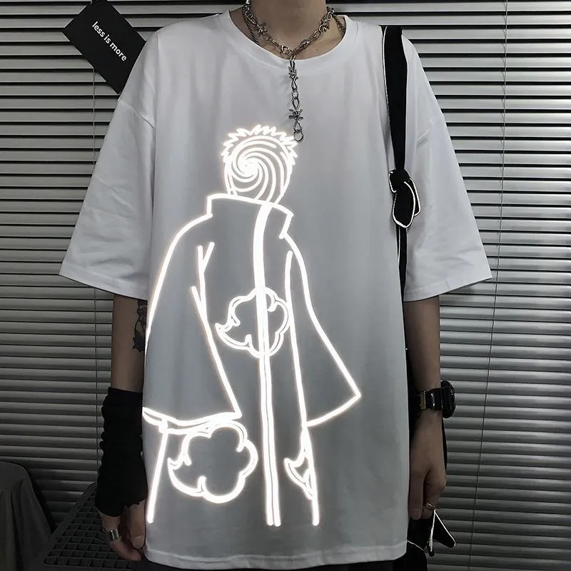 Наруто футболка для футболки мужская летняя амин хлопок Harajuku футболка повседневная мультфильм топы смешные Япония Светоотражающая футболка стрит 210304