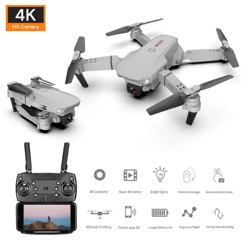 NEW TENG1 E88 Дрон 4k Pro Интеллектуальный UAV HD с двойной камерой Wi-Fi 1080P Real-Time Transmission FPV Drones Следуйте за мной RC Quadcopter