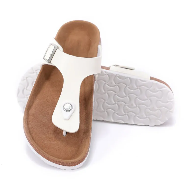 2021  New Summer Beach Cork Slippers Sandals Casual Double Buckle Clogs Sandalias Women men Slip on Flip Flops Flats Shoes 35-44