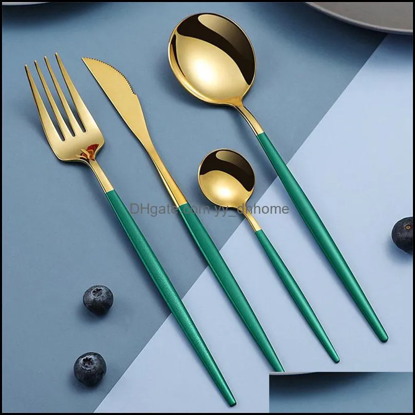 4Pcs/set Cutlery Set Stainless Steel Dinnerware Flatware Set Dinner Knife Fork Spoon for Home Restaurant JK2005KD