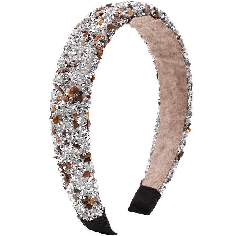 Retro Hair Hoop Natural Healing Crystal Stone Headband Sponge Leopard Print Woman Fashion Hair Band Accessories 7 6dx K2B