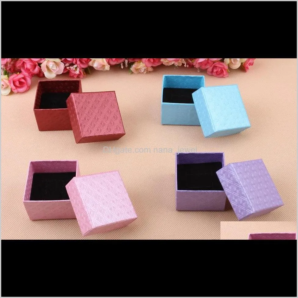 china factory spot beautiful new style jewelry packing box 5x5 earring ring jewelry box four colors mixed order