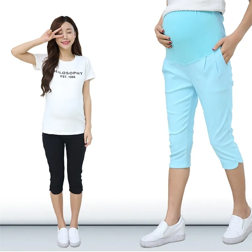 Летние брюки для беременных 7Point 7Point Gravida короткие капризы для беременности женские женские одежды комбинезон размером 5XL Vetement Femmel 210721