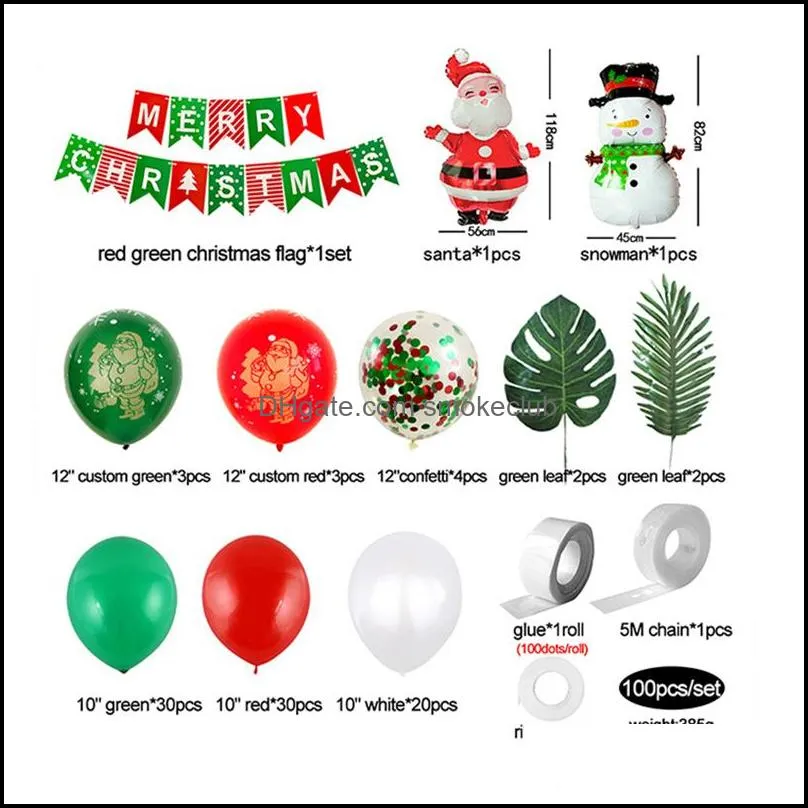 Red Green Christmas Theme Balloon Latex Balloon Garland Flag And Balloon Set Merry Christmas Decorations For Home Xmas