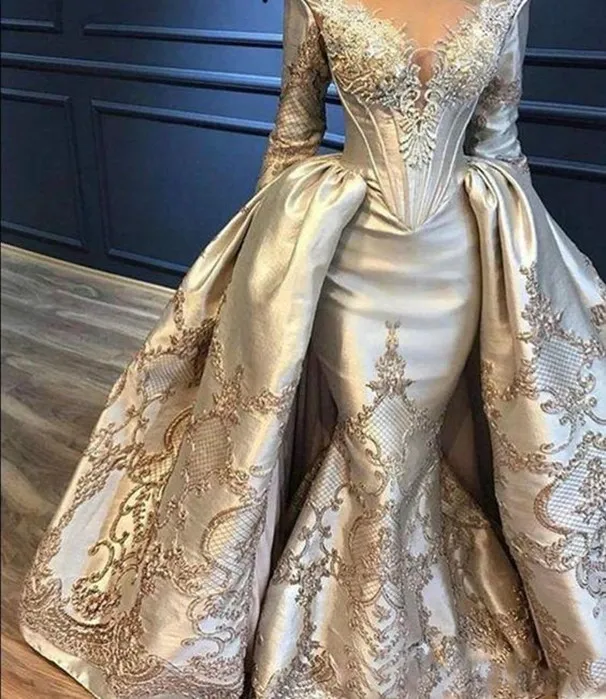 Plus Size Arabisch Aso Ebi Mermaid Prom Jurken Kant Kralen Sheer Hals Avond Formele Partij Tweede Receptie Toga Jurk ZJ267