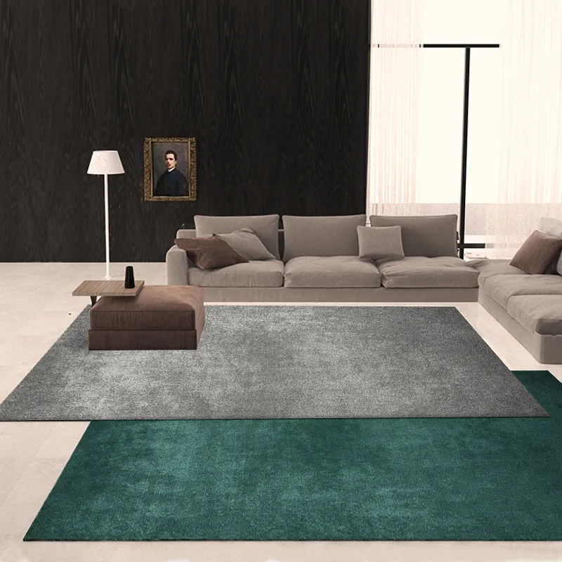현대 간단한 솔리드 컬러 거실 카펫 테이블 카펫 침실 풀 피스 넓은 지역 북유럽 스타일 씻은 가구 210301