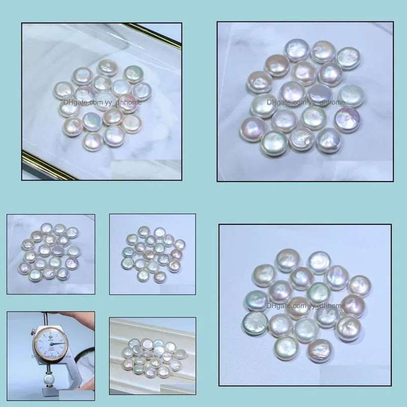 12mm Holeless Coin Shape Natural Pearl Loose Beads Freshwater Pearl Particles Women`s Gift