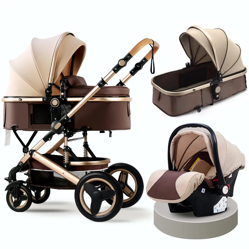 Baby Barnvagn 3 i 1 Hot Mom Barnvagn Lyxig Travel Pram Carriage Basket Babies Bilstol och Varukorg Carrito Bebe 20211222 H1