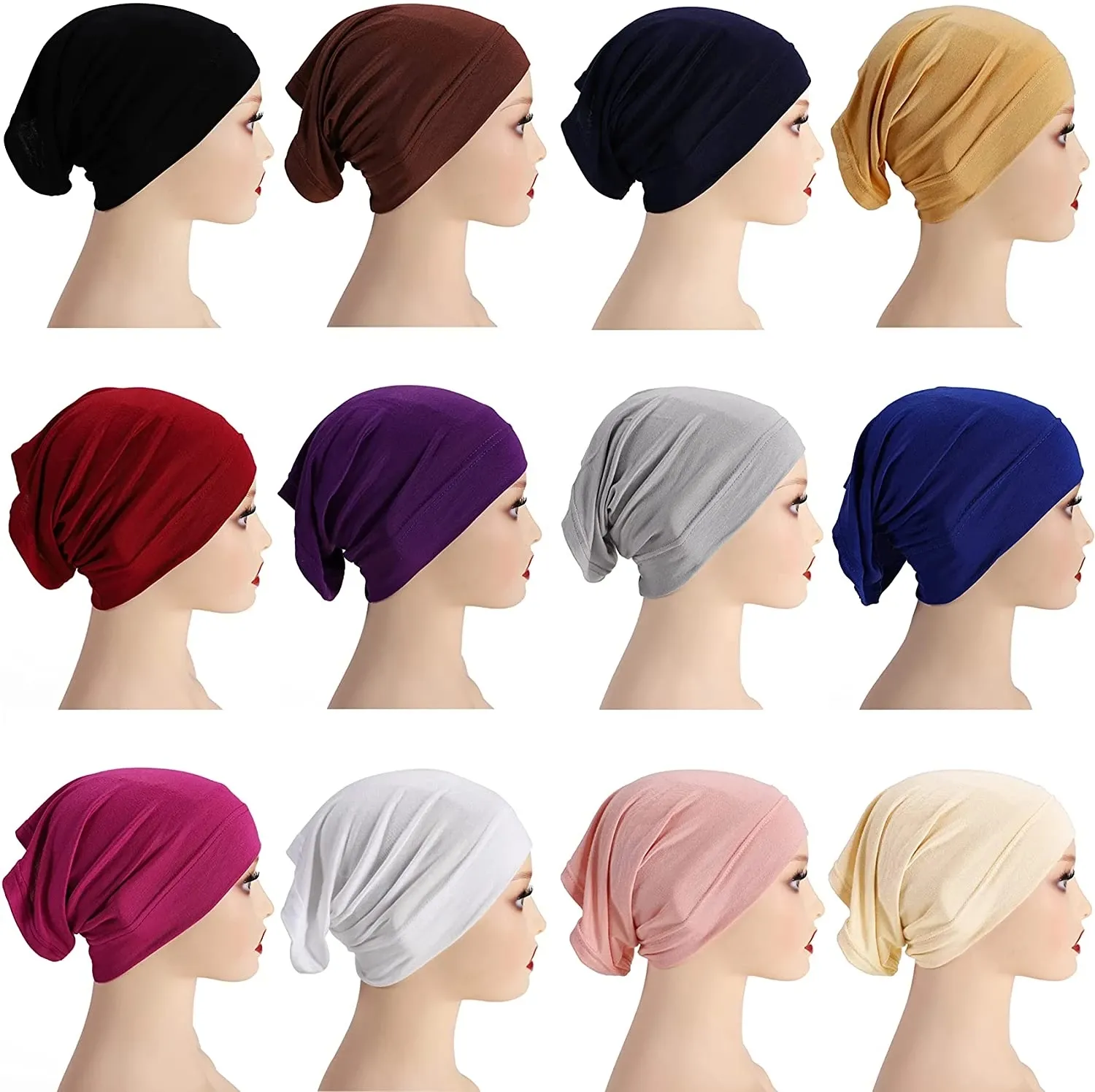 Modal Muslim Hijab Bonnet under kepsar för Turban Head Wraps Scarf Plain Hijab Tube Unisex Stretch Dreadlocks Tube Neck Cover