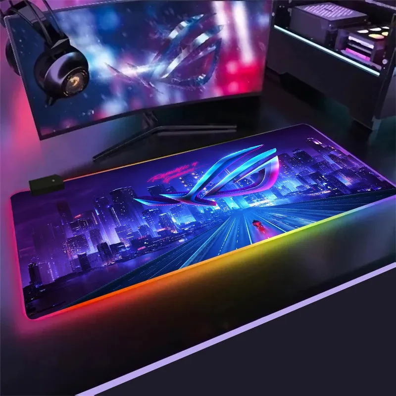 대형 RGB Asus 게임용 마우스 패드 게임 슬립 매트 RGB Led 설치 게이머 장식 멋진 빛나는 키보드 마우스 패드 마우스 패드 매트 선물