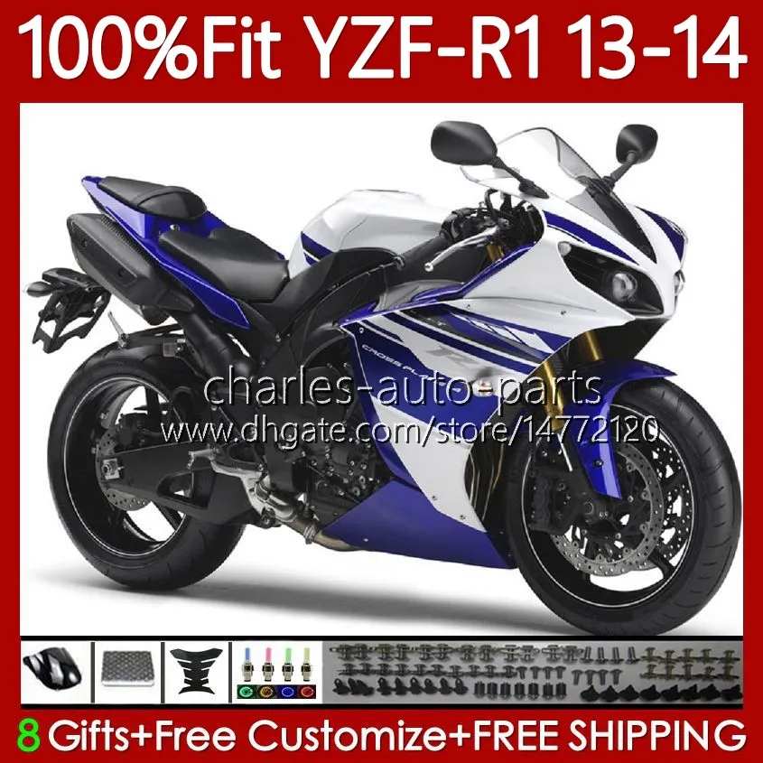 Carrozzeria OEM adatta al 100% per YAMAHA MOTO YZF-R1 YZF-1000 YZF R 1 1000CC 13-14 Corpo 94No.32 YZF R1 1000 CC YZFR1 13 14 Bianco blu nuovo YZF1000 2013 2014 Kit carenatura per stampi ad iniezione