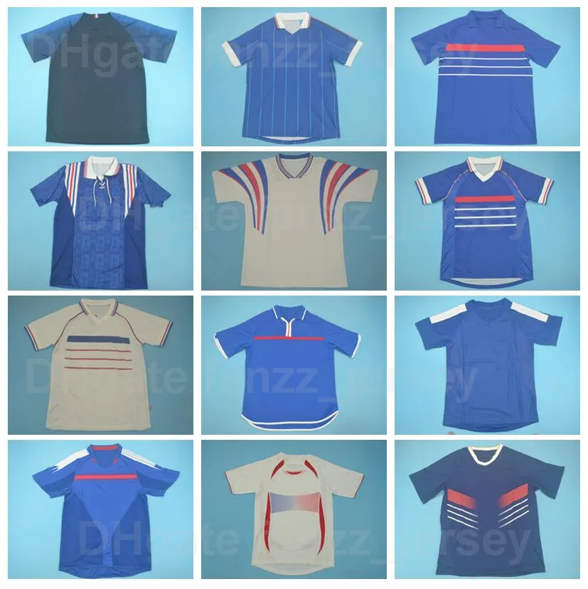 Milli Takımı 1982 1984 1996 1998 Vintage Zidane Futbol Formaları Retro Henry Trezeguet Guerra Makelele Gignac Griezmann Pogba Futbol Gömlek Kitleri 2000 2002 Faguo