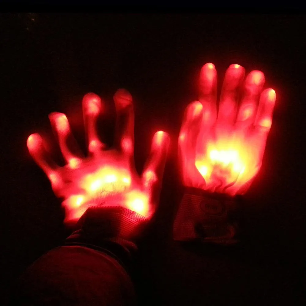 Guanti illuminatii - Guanti Flash Finger Lights Con 7 Modalità, Guanti Lampeggianti a Led | Guanti Luminosi Colorati Costume Natalizio Incandescente Clubbing Party Bomboniere Giocattoli Per Ragazzi