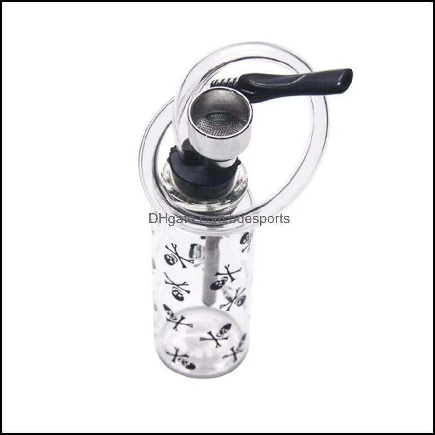 Colorful Skull Glass Pipes Cigarette Pipe Clear Tube for Smoking Tobacco Hand Hookah Accessories a58