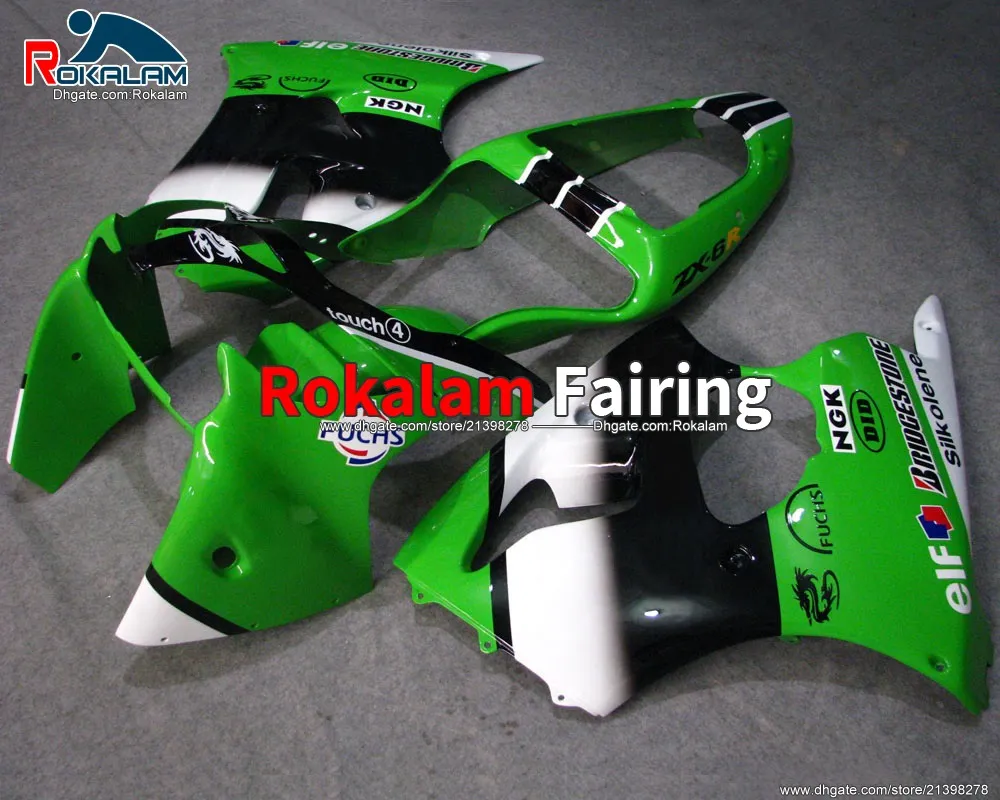 För Kawasaki Ninja ZX6R ZX 6R 00 01 02 FAIRINGS 2000 2002 ABS plastiska karosserier eftermarknaden Motorcykelmakare (formsprutning)