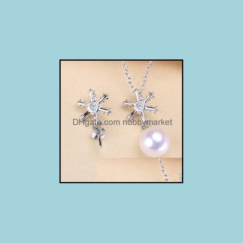 Wholesale 925 Sterling Silver Pendant Settings Zircon Solid Pearl Necklace Settings 18 Styles Fashion Necklace for Women Blank DIY Jewelry