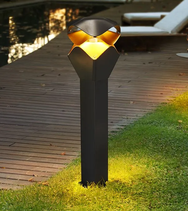 Nuevo estilo impermeable LED jardín césped lámpara moderna aluminio Pilar luz exterior patio villa paisaje césped bolardos luz envío gratis