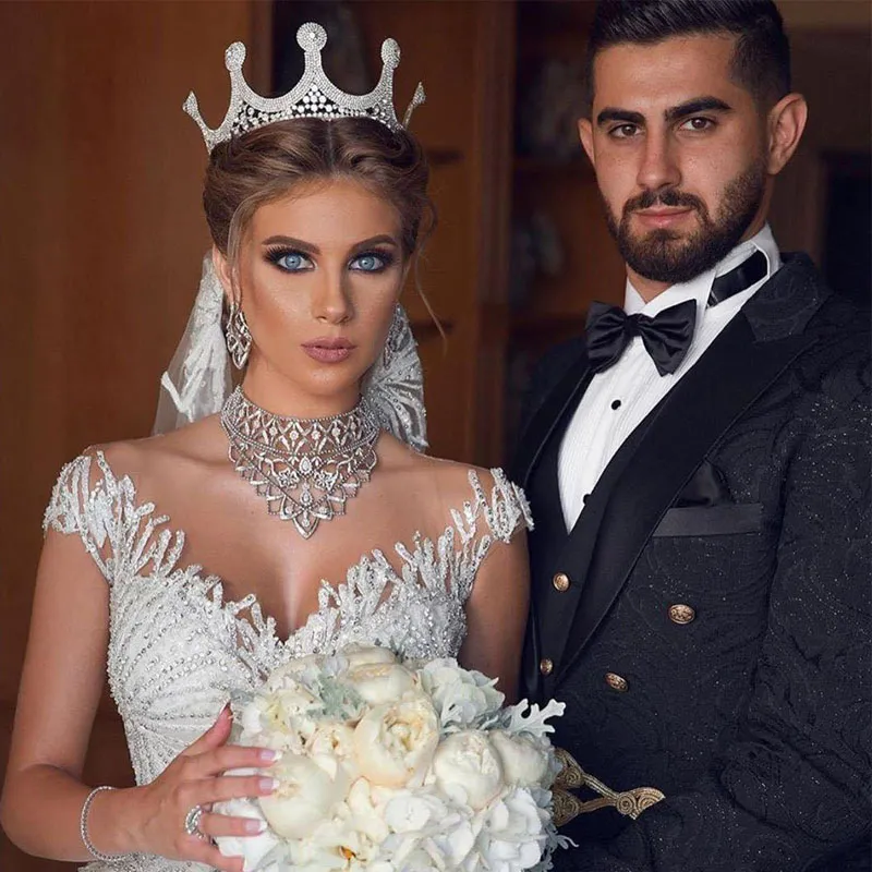 Corona da sposa di lusso e diademi Cristalli con strass Corone nuziali reali Accessori per capelli principessa Diademi per feste di compleanno Copricapo da donna