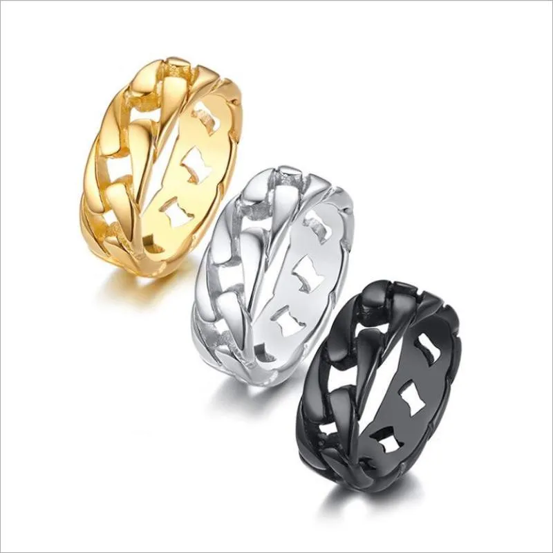 Cluster ringen Europese en Amerikaanse mode heren motorfiets titanium stalen ketting ring gouden modellen
