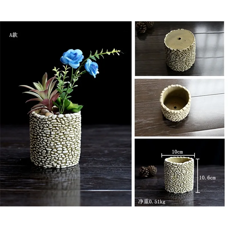 幾何学的デザインのコンクリート花瓶 No.434 フラワーベース 花瓶