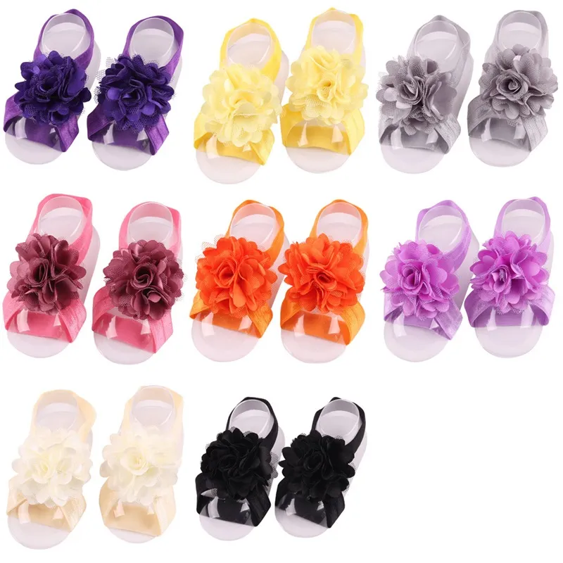 Yeni Varış Çocuklar Çiçek Sandalet Bebek Yalınayak Sandalet Ayak Çiçek Bileklik Dantel Ayak Bant Bebek Kız Çocuk İlk Walker Ayakkabı 1362 B3