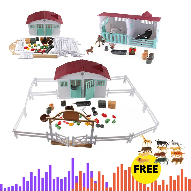 ファームアニメハウスシミュレーション家禽動物セット馬牛編牛の鶏の飼い園スタッファーアクションフィギュアのための玩具クリスマスギフトC0220