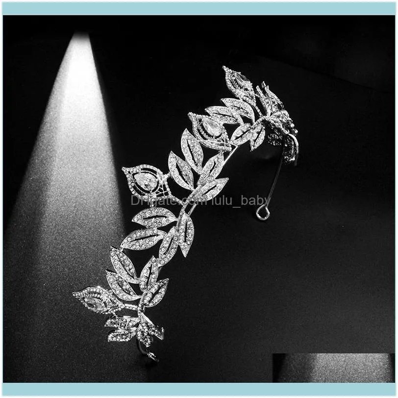 Hair Clips & Barrettes Floralbride Alloy Rhinestone Crystal Zircon Leaf Bridal Tiara Princess Crown Wedding Accessory Women Bridesmaids