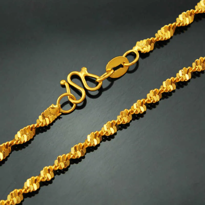 Necklace Chain, 2m Double-Layer Wave Chain, Plated Torsion Twist Double ...