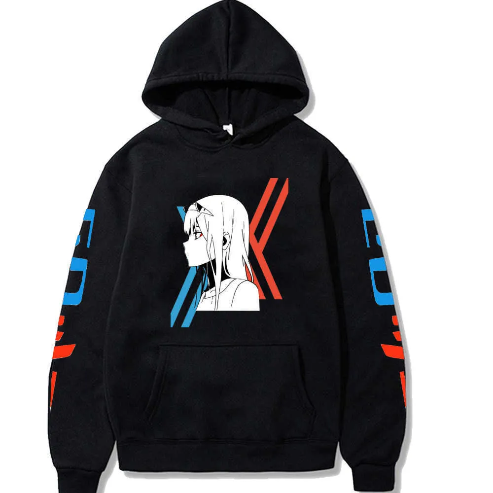 Darling In The Franxx Sweat à capuche Mode Zero Two Imprimer Pulls amples Casaul Tops Y0729