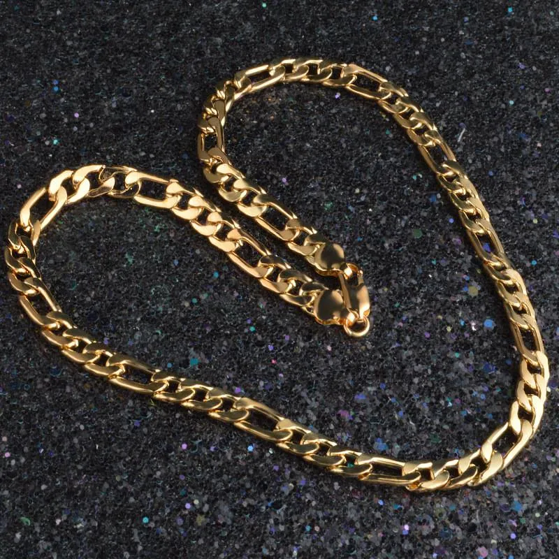 2021 nouvelle mode 18K véritable plaqué or Figaro chaînes collier bracelet pour hommes colliers bracelets avec timbre 18K hommes chauds bijoux gratuits