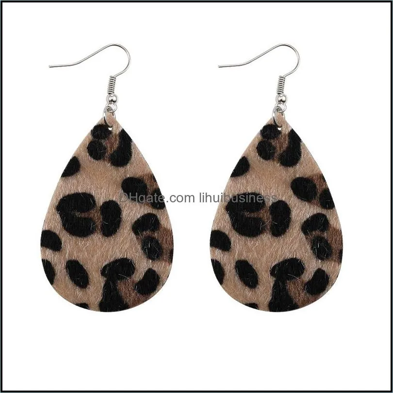 Unique Exaggerant Horse Hair Leopard PU Faux Leather Earrings Fashion Hollow Teardrop Drop Dangle Earrings for Women Jewelry