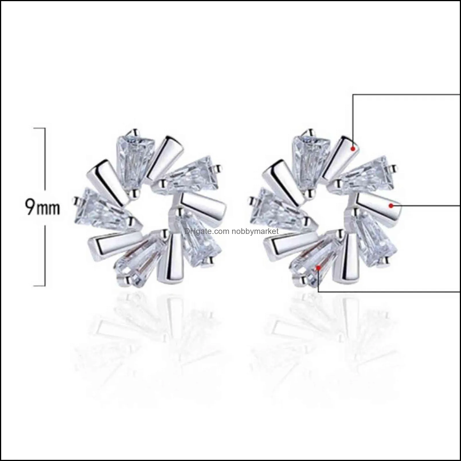 Nehzy 925 Sterling Silver New Woman Stud Earrings High Quality Retro Simple Cubic Zirconia Hot Original Crystal Jewelry