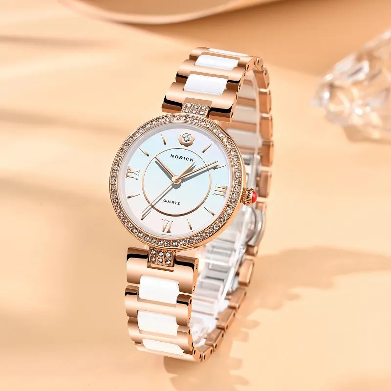 Polshorloges mode keramische vrouwen horloges luxe merken rose gouden minnaar relojes hombre auto date waterdichte dame jurk