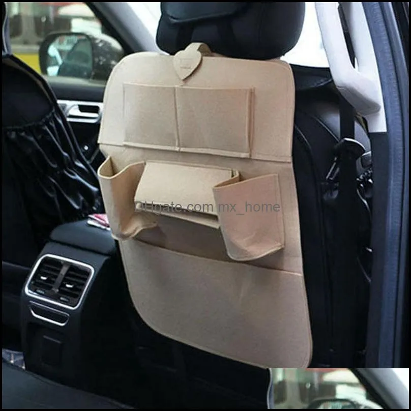 Car Seat Back Storage Bag Organizer Holder Felt Cloth Multi-Pocket Auto Car Storage Organization Hanging Bag Washable Pouch VTKY2339