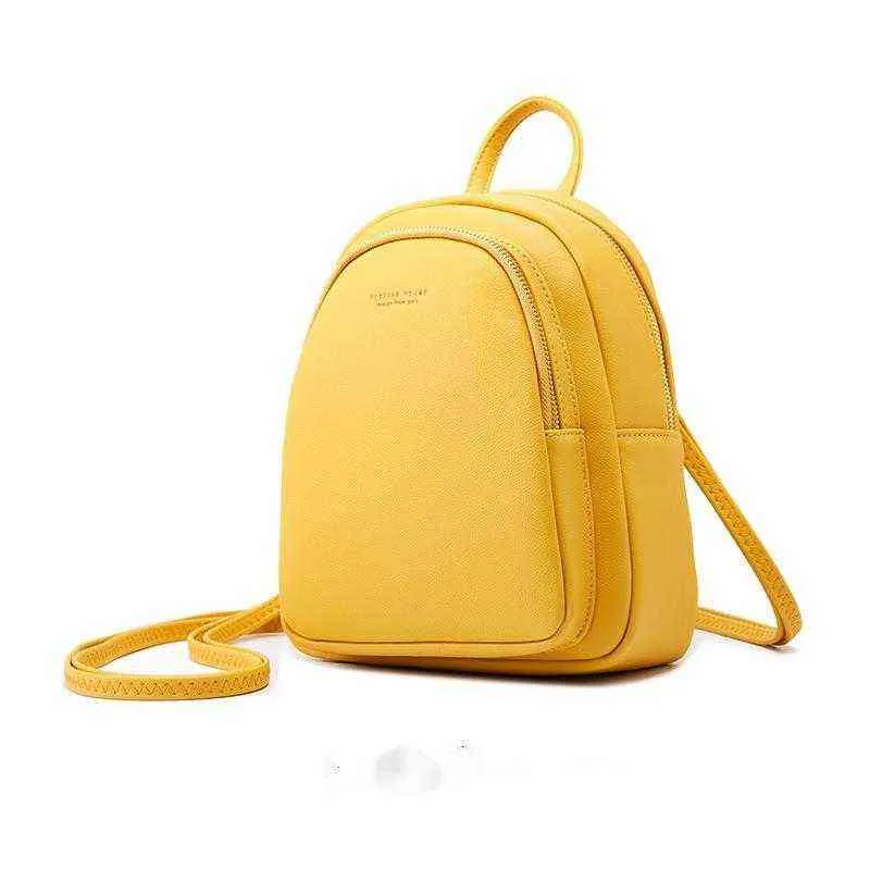 Couro de verão mini mochila pequena mochila bolsa designer famoso marca mulheres sacos simples bolsa de ombro mochila amarelo preto ge06 y1105